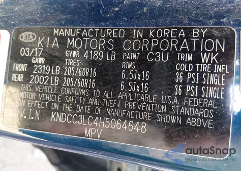 2017 Kia Niro Ex from USA, damaged, VIN KNDCC3LC4H5064648